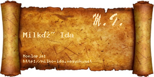Milkó Ida névjegykártya